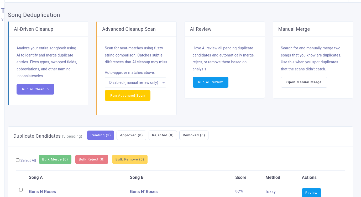 AI Song Deduplication
