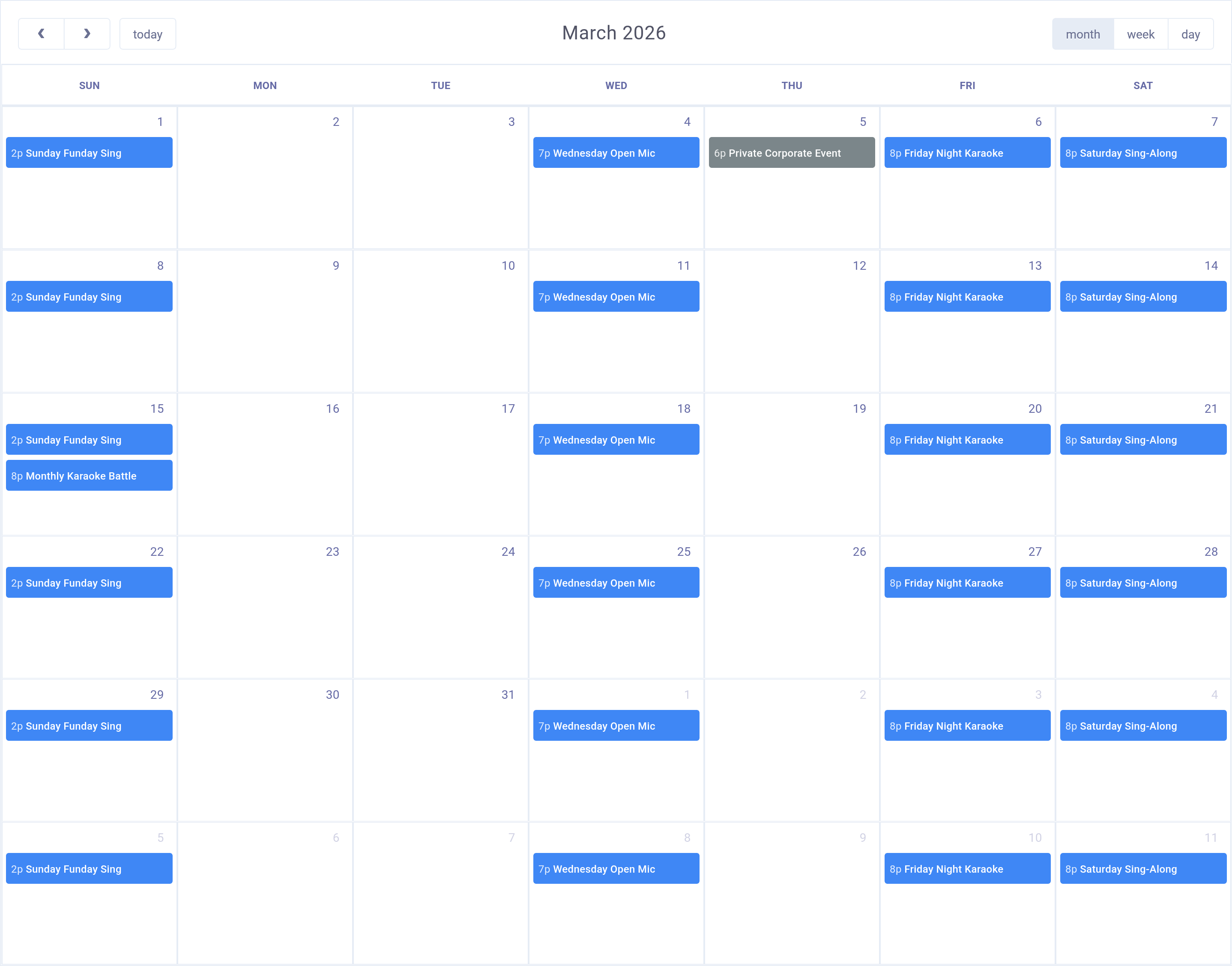 Show Scheduler Calendar